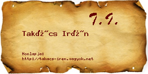 Takács Irén névjegykártya